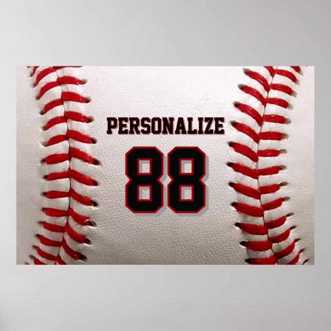Classic Baseball Stitch Custom Name and Number Poster (Front)