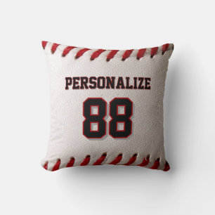 Classic Baseball Stitch Custom Name and Number Throw Pillow