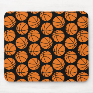 Classic Basketball Pattern on Black Mouse Pad