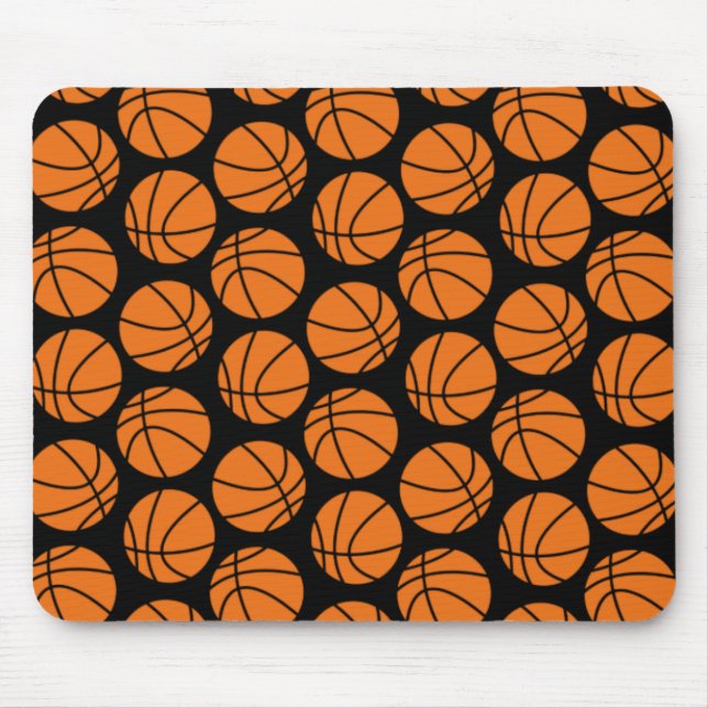 Classic Basketball Pattern on Black Mouse Pad (Front)