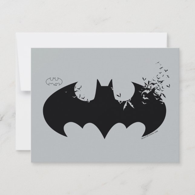 Classic Batman Logo Dissolving Into Bats Card (Front)