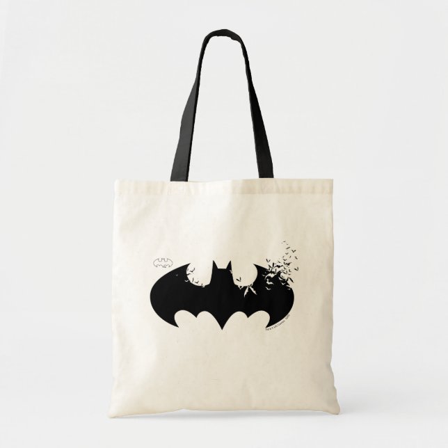 Classic Batman Logo Dissolving Into Bats Tote Bag (Front)