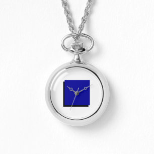 Classic Bauhaus Art Blue Square Necklace Watch