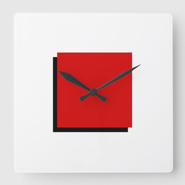 Classic Bauhaus Design Red Square Wall Clock (Front)