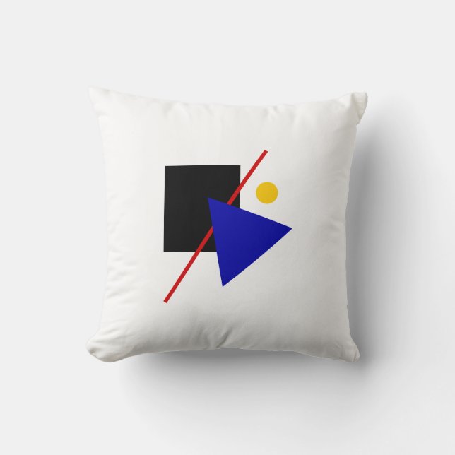 Classic Bauhaus Geometric Design Throw Pillow (Front)