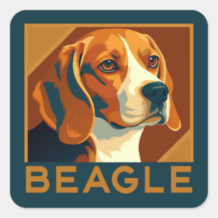 Classic Beagle Portrait Retro Style Square Sticker