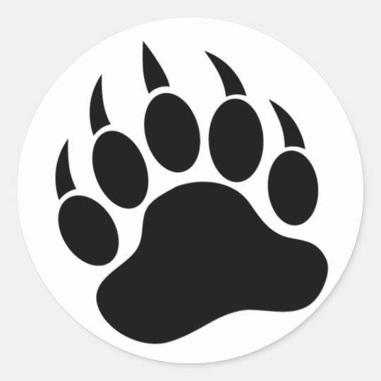 Classic Bear Paw/Claw in black and white -Sticker Classic Round Sticker