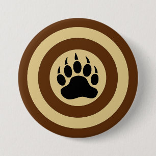 Classic Bear Paw in Super Hero Shield 3 Inch Round Button