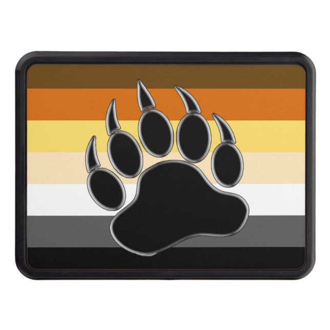 Classic Bear Pride Flag and Bear Paw Trailer Hitch Cover (Front)