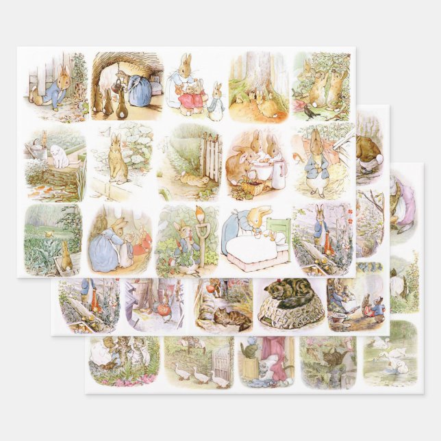 Classic Beatrix Potter  Wrapping Paper Sheet (Set)