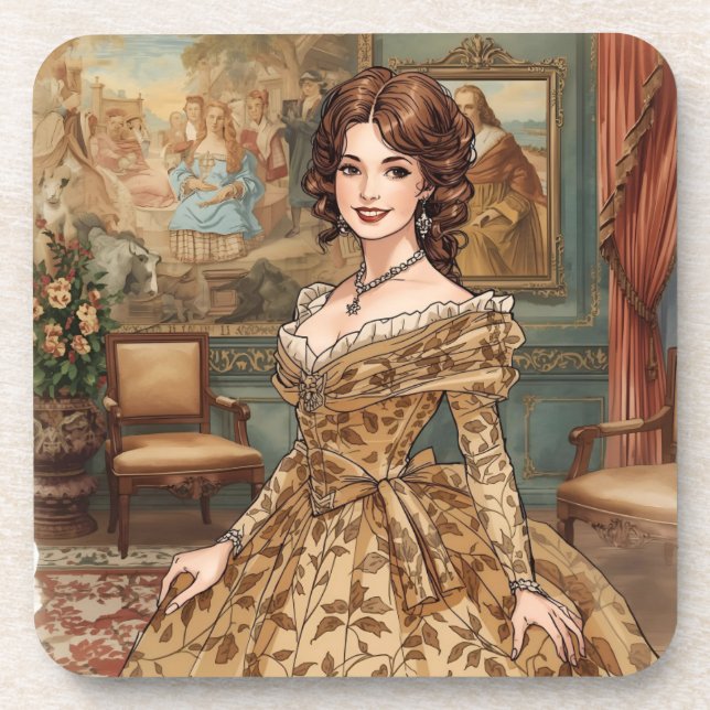 Classic, Beautiful Lady ,Victorian Charm Coaster (Front)