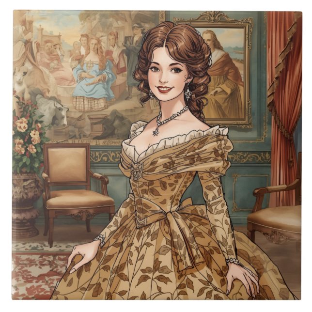 Classic, Beautiful Lady ,Victorian Charm Tile (Front)