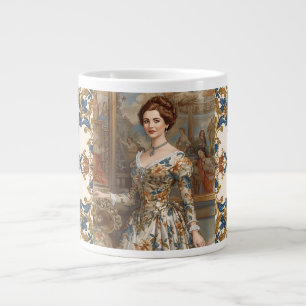 Classic, Beautiful Princess with Floral Accents Large Coffee Mug