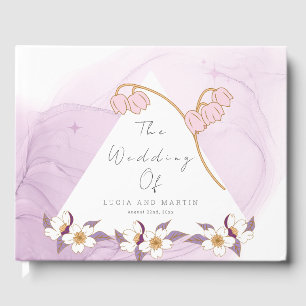 Classic Beautiful Purple Lotus and Colour  Wedding Guest Book