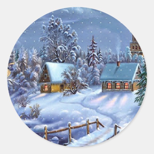 Classic, beautiful vintage Christmas picture Classic Round Sticker (Front)