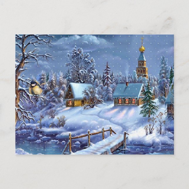 Classic, beautiful vintage Christmas picture Holiday Postcard (Front)