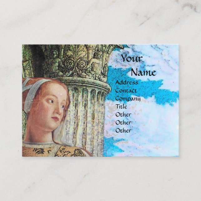 CLASSIC  BEAUTY MONOGRAM , antique bright blue Business Card (Front)