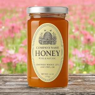 Classic Bee Hive Honey Product Label Sticker