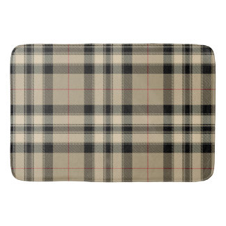 Classic Beige And Black Plaid Bath Mat