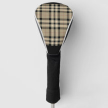 Classic Beige And Black Plaid Golf Head Cover