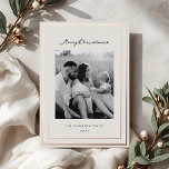 Classic Beige and Rose Gold Frame Family Photo Foil Holiday Card<br><div class="desc">Vintage Classic two-sided family photo Christmas cards featuring rose gold foil frame on beige colour background with personalized family photo and holiday messages.</div>
