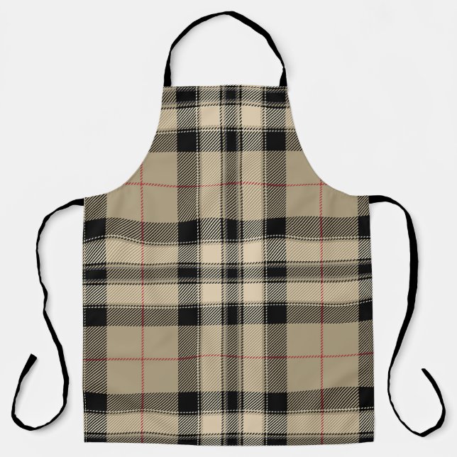 Classic Beige + Black Plaid  Apron (Front)
