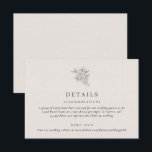 Classic Beige Botanical Wedding Details  Enclosure Card<br><div class="desc">Traditional wedding details card in a beige faux linen paper with a botanical flower design. Customize with your wedding accommodation information,  reception info or wedding website. Contact me if you have a customization request or need changes made,  I'd be happy to create something just for you.</div>