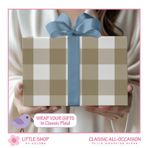 Classic Beige Buffalo Check Wrapping Paper