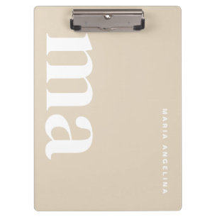 Classic Beige Cream Monogram  Clipboard