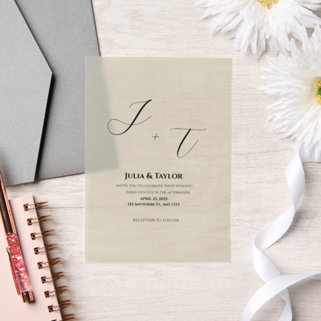 Classic Beige vellum  Elegant Invitation (Wedding)