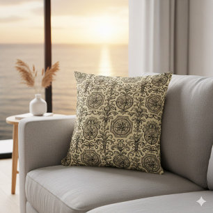 classic beige vintage nautical compass ornamental throw pillow