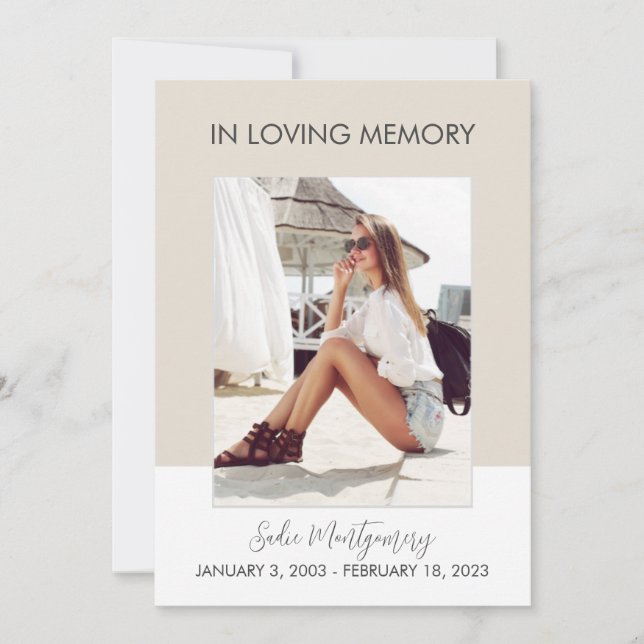 Classic beige & white funeral program (Front)