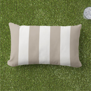 Classic Beige White Wide Cabana Stripe Lumbar Pillow
