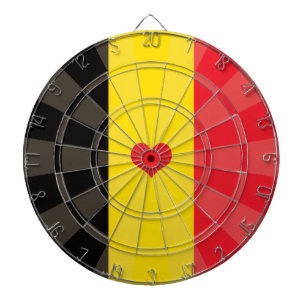Classic Belgian Black Golden Yellow Red Heart Flag Dartboard