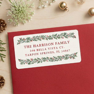 Classic Berry Garland Christmas Return Address Label