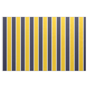 Classic Big Bold Yellow Blue White Stripes Pattern Fabric