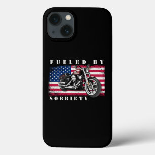 Classic Bike American Flag Fuelled By Sobriety iPhone 13 Case