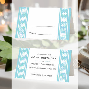 Classic Birthday Party Blue Custom Folded Table  Place Card