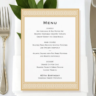 Classic Birthday Party Gold Dinner Flat Menu