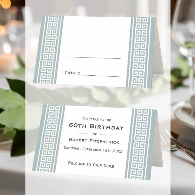 Classic Birthday Party Grey Custom Folded Table   Place Card (Creator Uploaded)