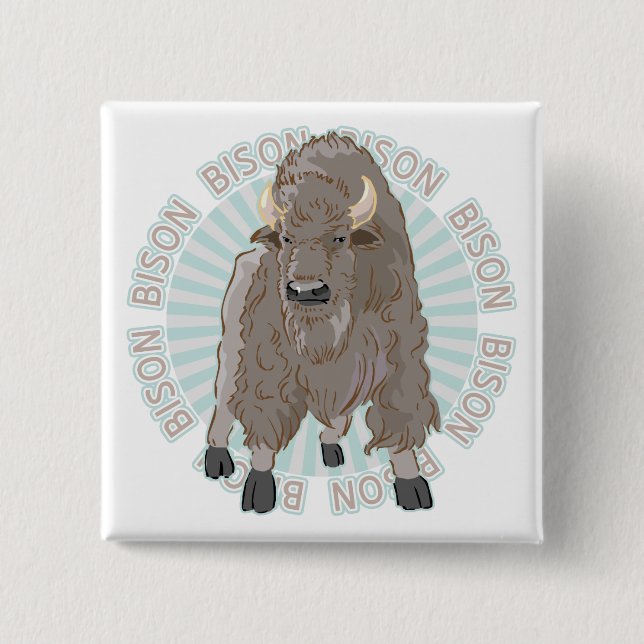 Classic Bison 2 Inch Square Button (Front)