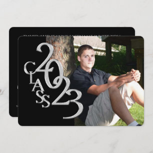 Classic Black 2023 Photo Graduation Invitation