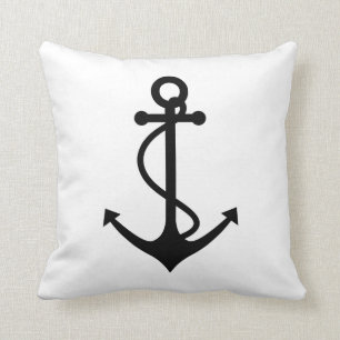 Classic Black Anchor Throw Pillow