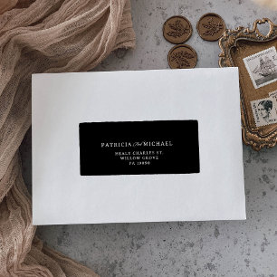 Classic Black and Black Calligraphy Wedding Return Label