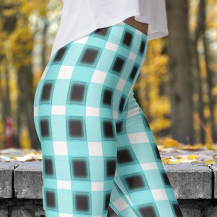 Classic Black and Blue White Check Pattern Leggings