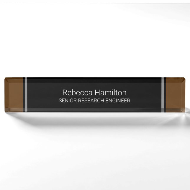 Classic Black and Brown Nameplate For Your Office (Front)