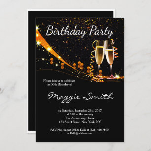Classic Black and Gold Birthday Party Invite