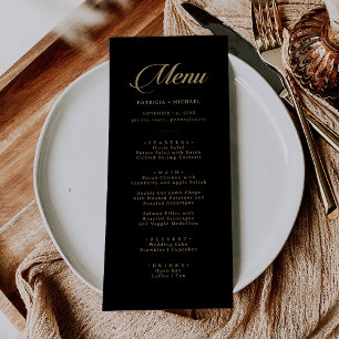 Classic Black and Gold Calligraphy Wedding Menu