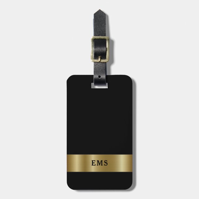 Classic Black and Gold Luggage Tag (Front Vertical)
