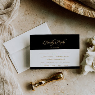 Classic Black and Gold Menu Choice RSVP Card